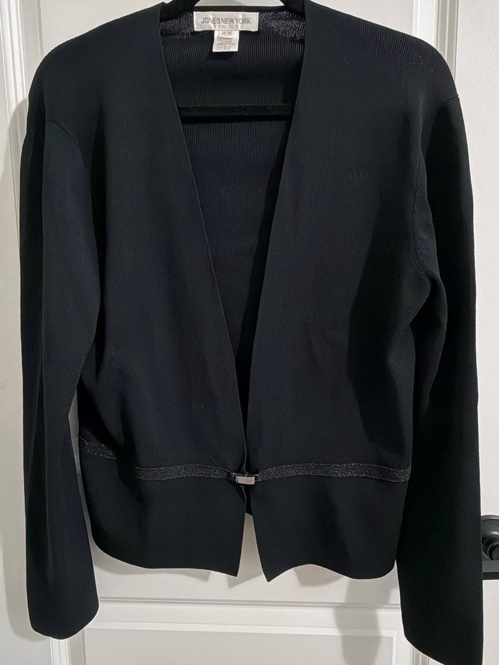 Jones New York Black Open-Front Blazer with Single Hook